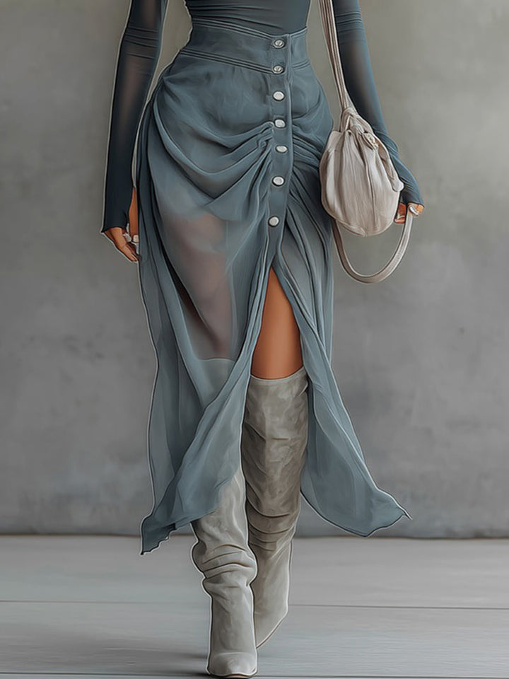 Anna Warsaw - Maxi Dress with Long Sleeves