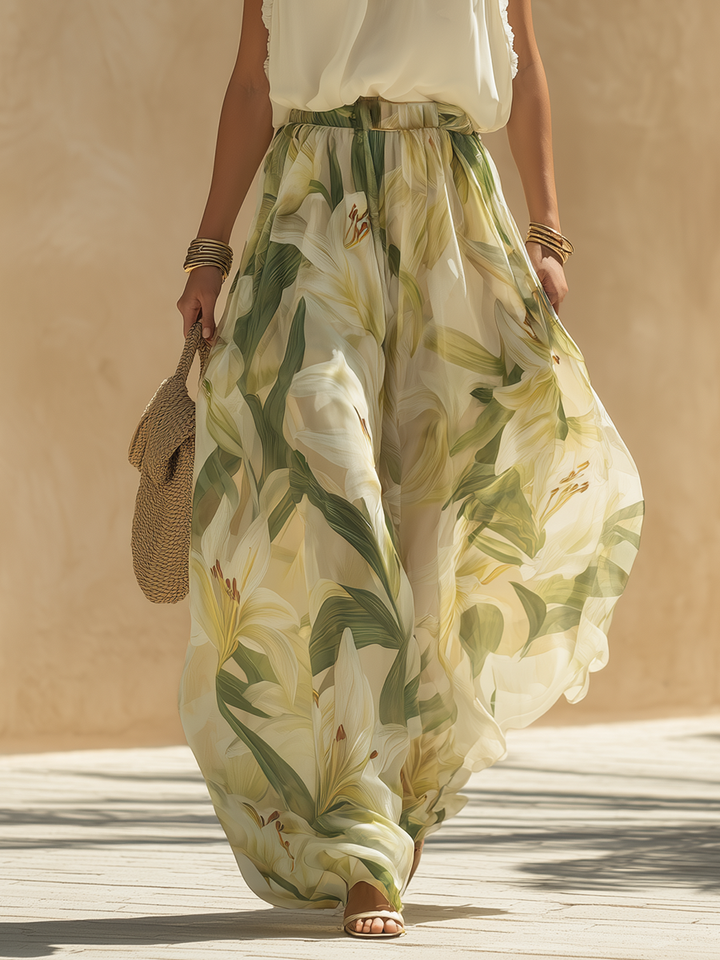 Lysandra | Elegant Lily Print Flowing Set