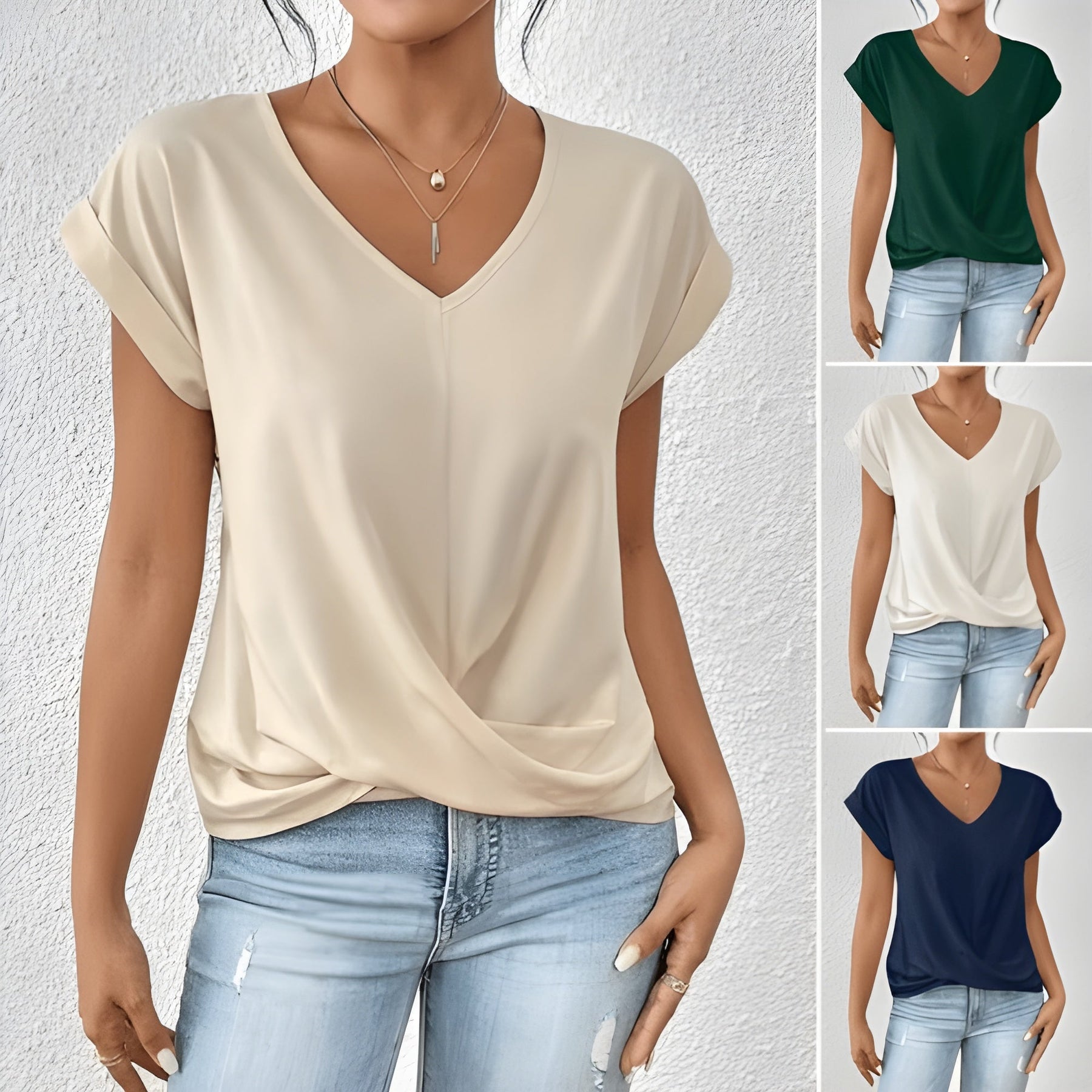 Sandra | Elegant Twist-Front V-Neck Top