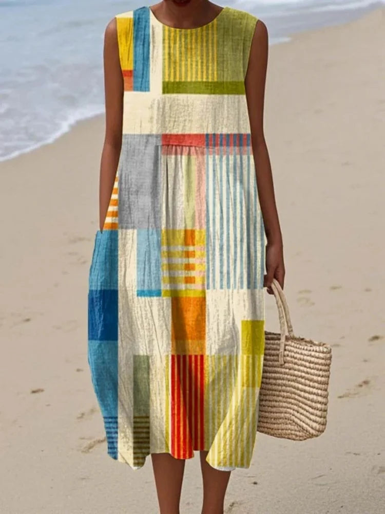 Eva | Elegant Art Midi Dress